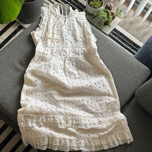 J. Crew Cream White Eyelet Midi Dress